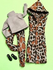 Barbie Puppen Kleidung - Fashion Weste, Pullover, Hose, Schuhe, LeopardenLook ￼