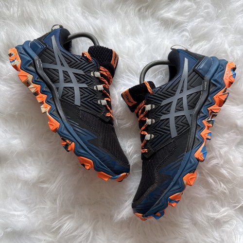 Asics Gel-FujiTrabuco 8 Trail Shoes Men’s Running Black, Orange, Blue Size 7 UK