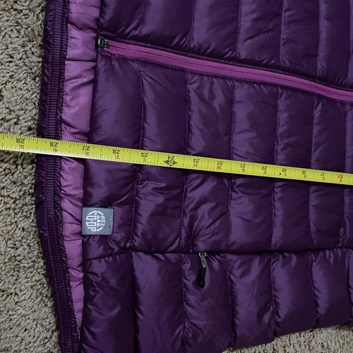 REI Co-op Puffer Weste Damen XL lila Gänsedaunen gesteppt durchgehender Reißverschluss Nylon Taschen - Bild 8 von 8