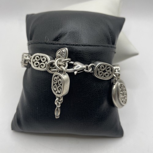 Brighton Silver Tone Chain Link Bracelet w/ Charm Pendant (36.53g) - Picture 4 of 12