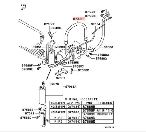 Air Con Compressor Discharge Hose for PAJERO SHOGUN SPORT K94W MK1 2.5D - Picture 4 of 8