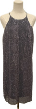 H Halston Sequin Sparkly Party Mini Dress 6 Gunmetal Holiday Wedding