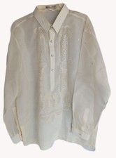 Barongs R Us Barong Tagalog Filipino Formal Embroidered Jusi Silk Shirt XXL NWOT