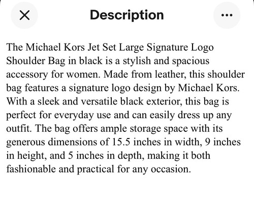 Michael Kors Schultertasche Jet Set Large Signature Logo Schwarz - Bild 2 von 6