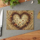 Rustic Floral Heart Wreath Glass Cutting Board, Farmhouse Decor, Unique Gift