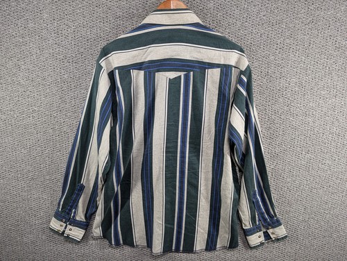 WRANGLER Vintage Men's Multicolour Striped Western Cowboy Snap Button Shirt L XL - Picture 2 of 13