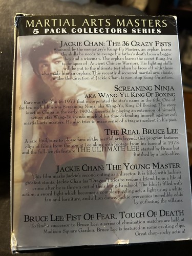 Martial Arts Masters 5 Pack VHS Collectors Series Bruce Lee Jackie Chan SEALED - Picture 2 of 2