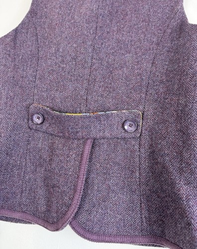Vintage Joules Tweed Wool Purple Gilet Retro Outdoors Utility Size 14 0973 - Picture 9 of 16