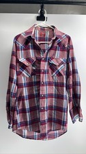 Wrangler Men's Western Shirt Plaid Pearl Snap Long Sleeve Cowboy Rancher Sz M