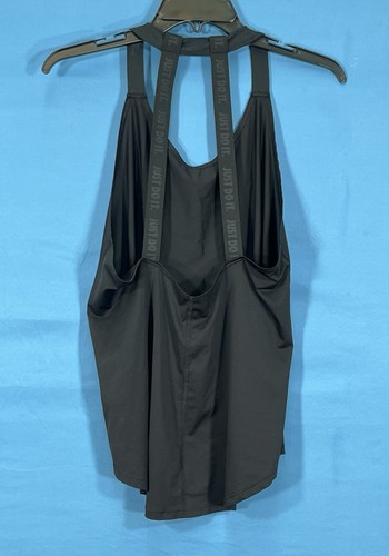 Camiseta sin mangas NIKE Dri-Fit NEGRA Ligera LOGO SPELL-OUT espalda abierta para correr gimnasio M - Imagen 7 de 7