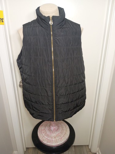 Gilet imbottito Michael Kors MK donna nero taglia 2X 2XL full zip logo oro poliestere - Foto 1 di 4