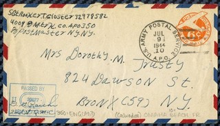 WW2 APO#10 (US ARMY POST OFFICE en France) OMAHA BEACH (Calvados) 1944