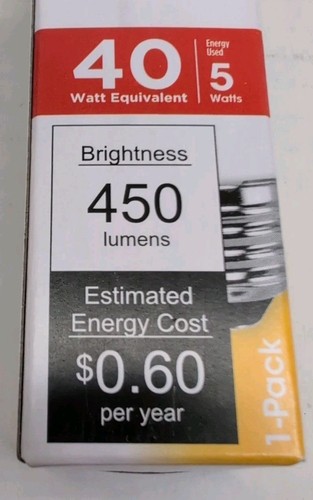 One - LED T10 Light Bulb Medium Base 450 Lumens 120V 5W Frosted 40W Equivalent - Picture 2 of 5