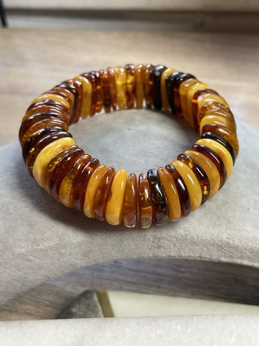 VINTAGE NATURAL AMBER BRACELET FLEXIBLE - Foto 7 di 18