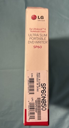 LG External DVD-WRITER Black Ultra-Slim Portable SP60 DVDRW NEW Sealed - Afbeelding 2 van 6