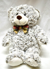 18" F.A.O. Schwarz Teddy Bear Curly Fur Plush Stuffed Animal w Plaid Bow 2017