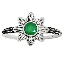 Natural Green Onyx 925 Sterling Silver Ring s.6 Jewelry R-1710