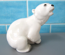 Vintage Lomonosov White Polar Bear Figurine Russia Ornament