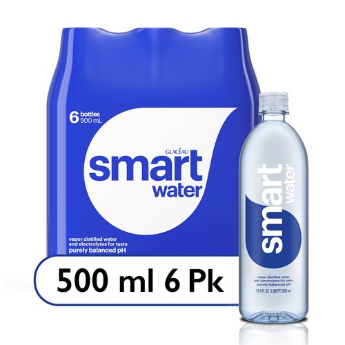 Smartwater 16,9 flüssige Unzen 6er Pack Dampfdestilliertes Premium Flaschenwasser - Bild 1 von 9