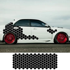 Universal Car Door Vinyl Stickers Hexagon Honeycomb Graphic Waterproof Decal Set