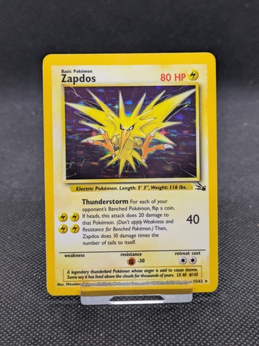 Zapdos 15/62 Fossil Set Holo Rare Pokemon WOTC LP-NM