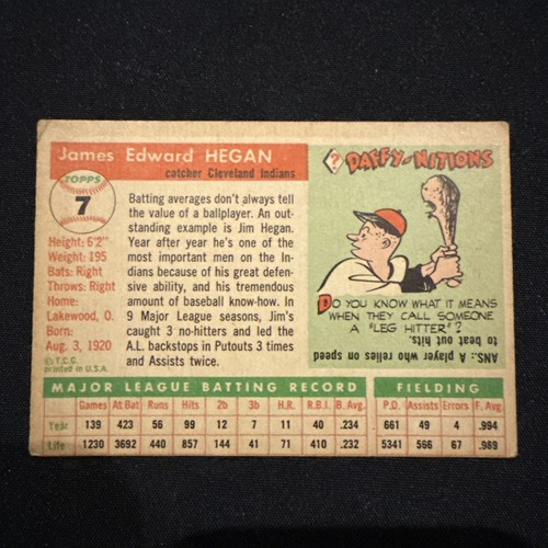 1955 TOPPS SET BREAK #7 JIM HEGAN - Picture 2 of 2