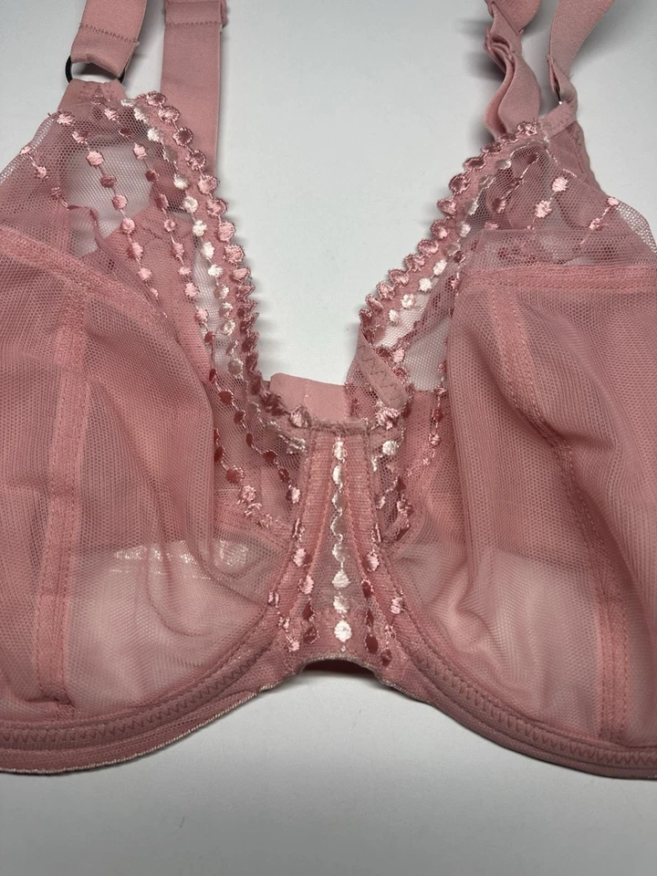 Elomi 36I Matilda Underwire Unlined Lace Plunge Bra Pink 36DDDD - Image 2 of 4