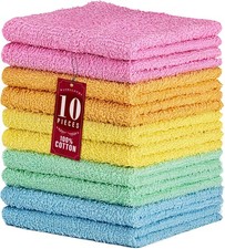 10 Pack 100 Cotton Wash Cloth, Luxurious Soft, 12 x 12 inch Ultra Absorbent,