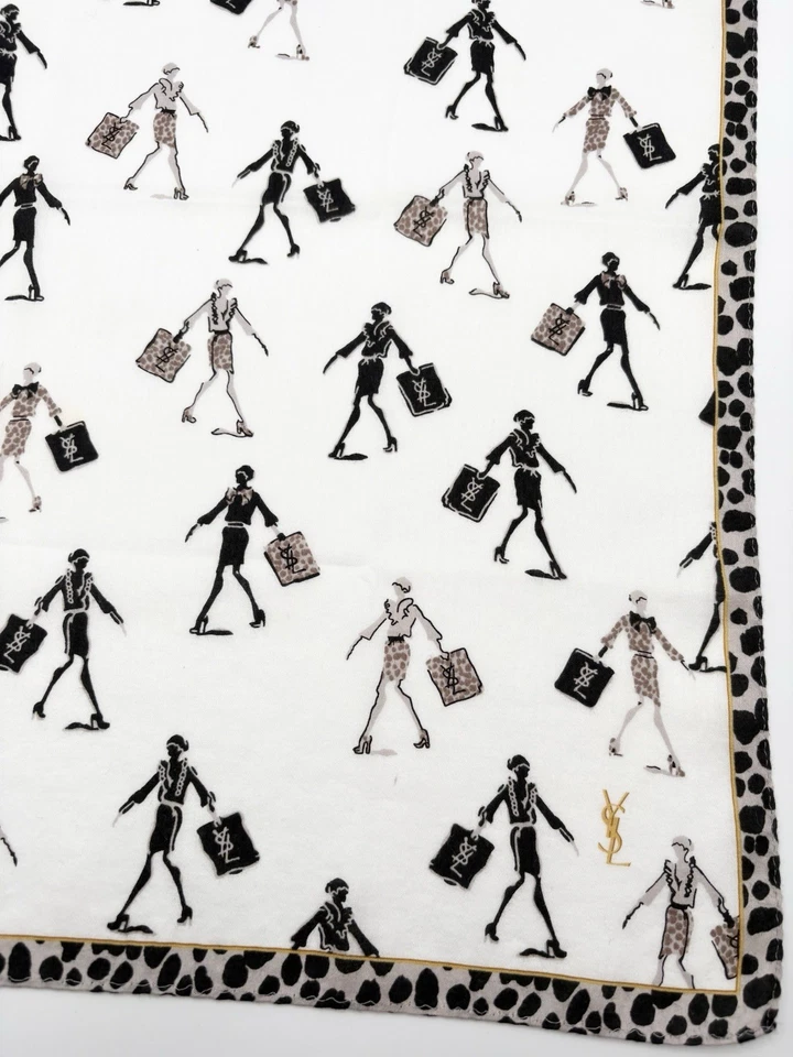 YSL Yves Saint Laurent леопард печать шарф девочка с сумка для покупок произведение искусства Y2K - Изображение 3 из 4