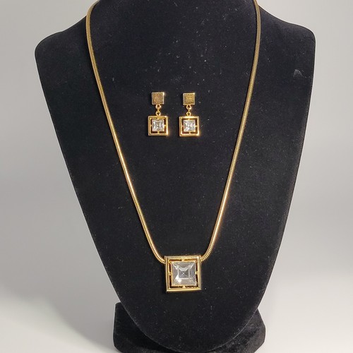 De colección. Collar y Pendientes Cadena Serpiente Colgante Deslizante Estrás Transparente Años 70 Avon - Imagen 1 de 21