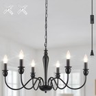 Plug in Chandelier with Long Cord 15.1ft, 6 Lights Farmhouse Light Fixtures H...