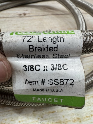 4x 72" Length 3/8C x 3/8C Stainless Steel Braided Faucet Supply Line - Picture 3 of 4