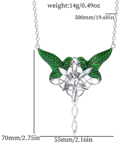 Herr der Ringe Evenstar Blatt Halskette Arwen Aragorn Elfe & schwarz Geschenktüte - Bild 5 von 6