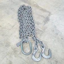 Campbell 3/8" x 10FT Rigging 2-Leg Hoist Chain Sling, WLL-15,200, 7 TON - USED