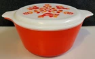 PYREX Red 1-1/2 Qt (474-B) Vtg CASSEROLE DISH and Friendship Birds (24-C 27) Lid