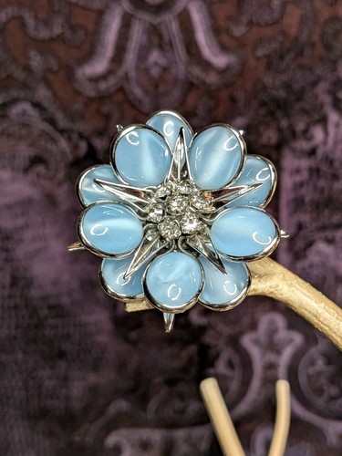 Broche Colgante Flor Azul Relleno Oro Blanco 12k Charles Reis CRCo De Colección •RARO• - Imagen 1 de 14