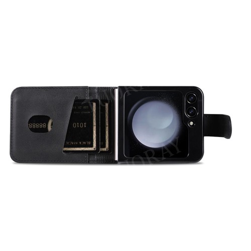 Leder Hülle Für Samsung Galaxy Z FLip 7 6 5 4 3 Wallet Handy Tasche Cover Case - Picture 29 of 84