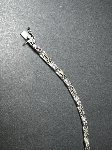 Sterling Silber Amethyst Markasit Vintage Armband 7" - Bild 8 von 16