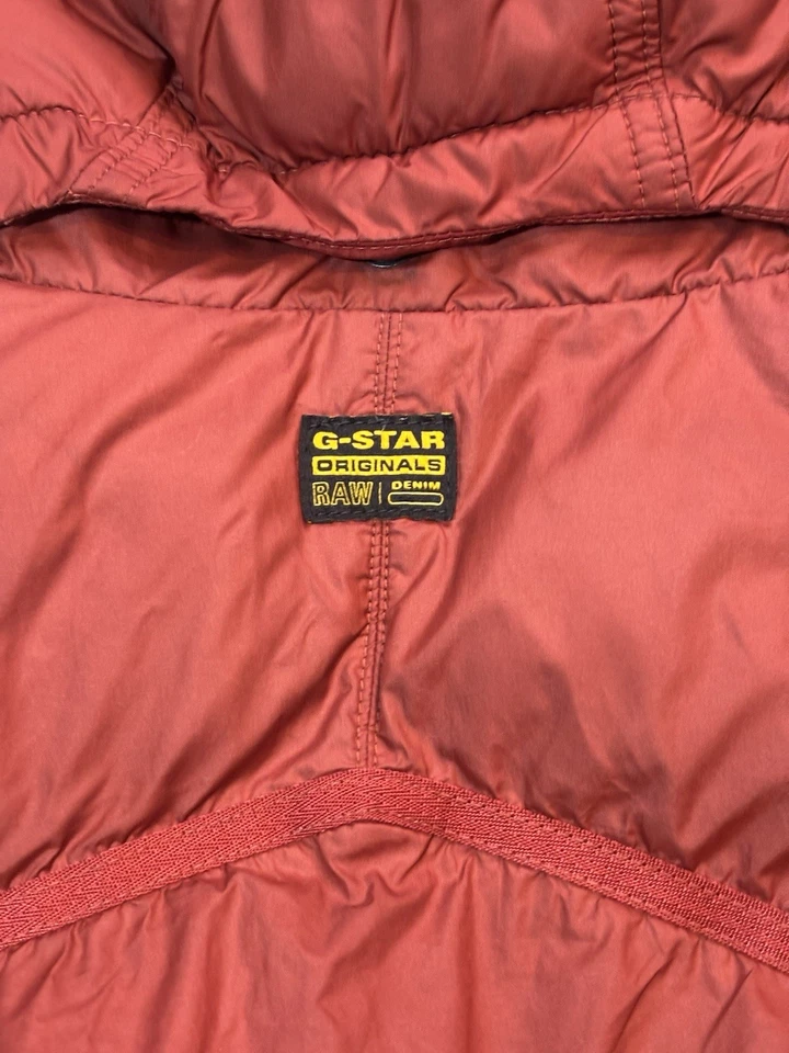 Abrigo G-Star Raw Originals Rojo Capucha Puffer Chaqueta con Cremallera | Para Hombre Talla (S) Foto 4 de 4