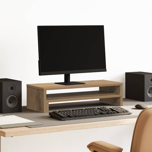 Monitorstandaard 54x22x15 cm bewerkt hout bruin eikenkleurig vidaXL - Afbeelding 4 van 99