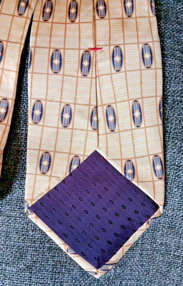 Corbata años 70 80 90 Y2K para hombre Mikael York amarillo tostado azul 4 ancho 59 largo Foto 4 de 4