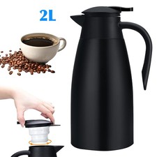 2L Thermal Insulated Carafe Vacuum Hot Water Coffee Jug Flask Coffee Jug Black
