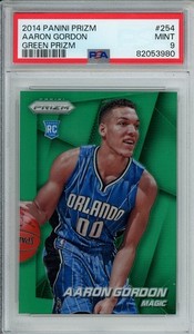 Aaron Gordon 2014-15 Panini Prizm Green Prizm Rookie RC #254 Magic PSA 9 MINT
