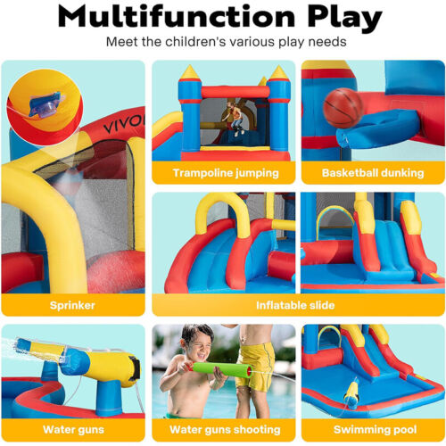 7 in 1 Bounce House for Kids, Big Swimming Pool Bouncy Castle with Slide Blower - Picture 4 of 7