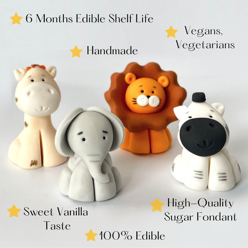 5x Personalised Animals Cake Topper Edible Glue Birthday Party Cupcake Decor - Picture 2 of 10