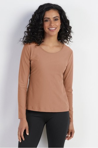 Soft Surroundings Essential Langarm Lagenlook T-Shirt Mokka Damen Small NEU $ 40 - Bild 3 von 3