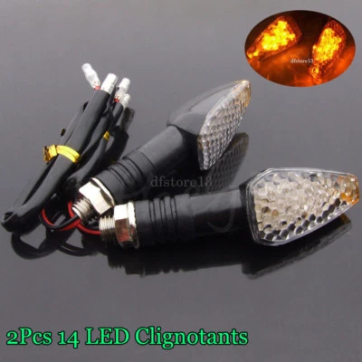 2x Clignotant 14 LED MOTO 12V Ambre orange eclairage Feux Signal Lampe Ampoule - Photo 1/4