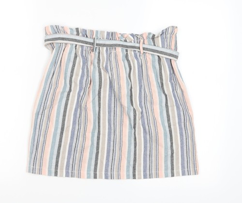 New Look Womens Linen Blend A-Line Skirt Size 8 Tie - Picture 2 of 12