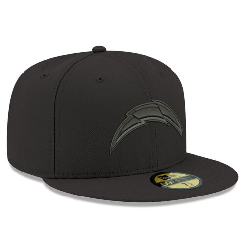 New Era Black Los Angeles Chargers Black on Black Men's 59FIFTY Fitted Hat - Picture 2 of 9
