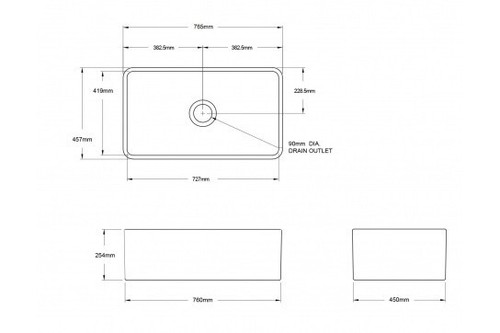 Turner Hastings Novi 75 x 46 Fine Fireclay Gloss White Butler Sink (Lot 302) - Picture 13 of 13
